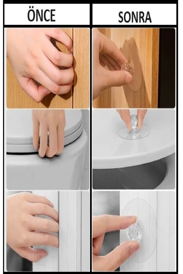 Mutfak Banyo Dolap Gardrop Kulpu Çok Amaçlı 4 ADET  Yapışkanlı Kulp Tutacak Askı - 4