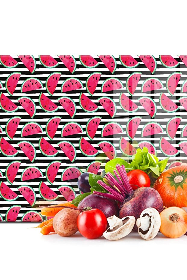 لوح تقطيع زجاجي بمظهر فاكهة البطيخ مقاس 20 × 30 سم - لوح تقطيع