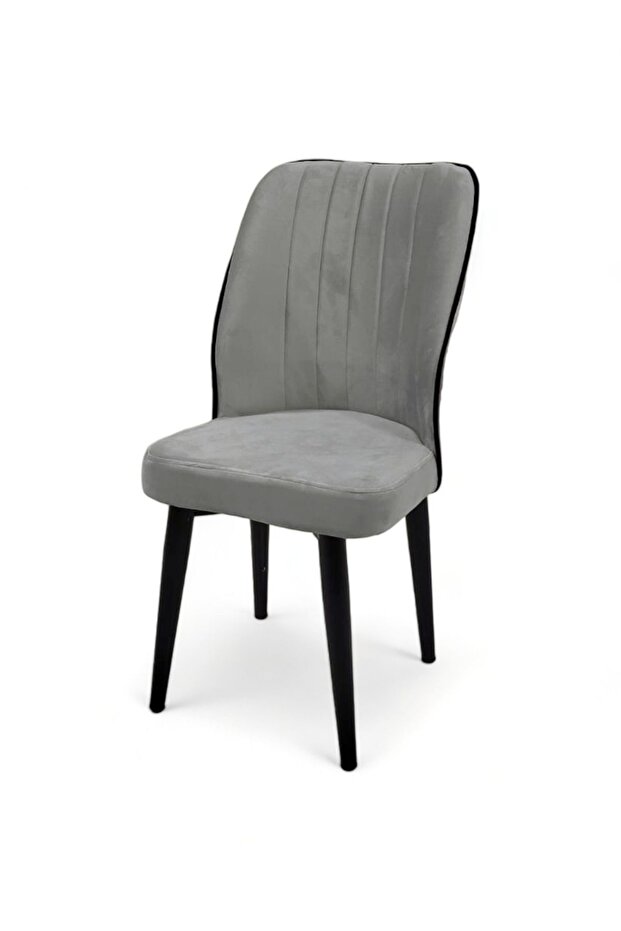 Lena Mutfak Sandalyesi 1.Sınıf Babyface Gri Kumaş Metal Ayak 2 Adet - 2