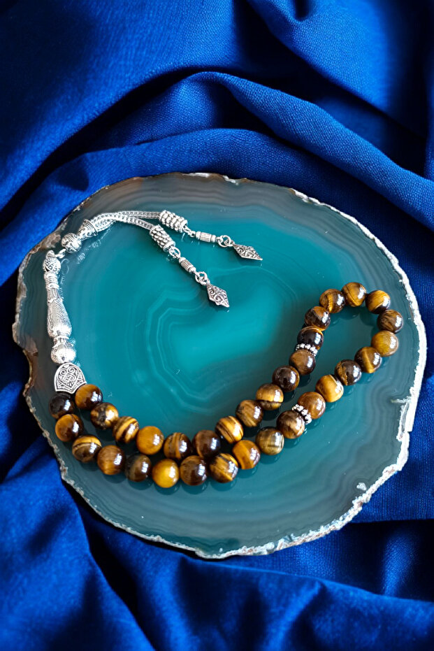Tiger's Eye Stone Prayer Beads 33 Prayer Beads 8 mm Natural Stone Prayer Beads Special Personal Gift Mdf Special Box