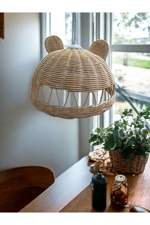 Rattan Avize, Kulaklı Rattan Avize, Rattan Çocuk Odası Avize, Rattan Bebek Odası Avize - 4