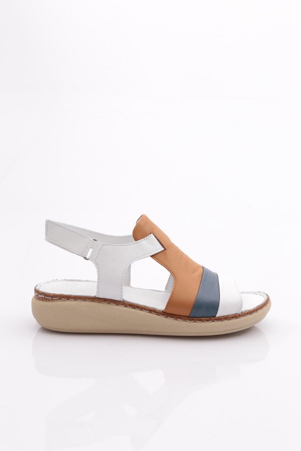 Colorful Women's Sandals - White Garni, Genuine Leather 4673243