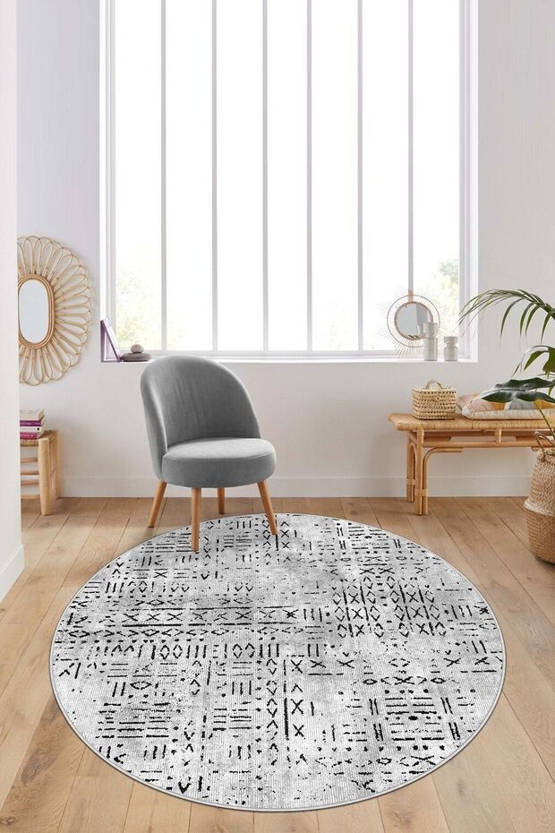Digital Printing Washable Non-Slip Base Round Kitchen Carpet Living Room Carpet