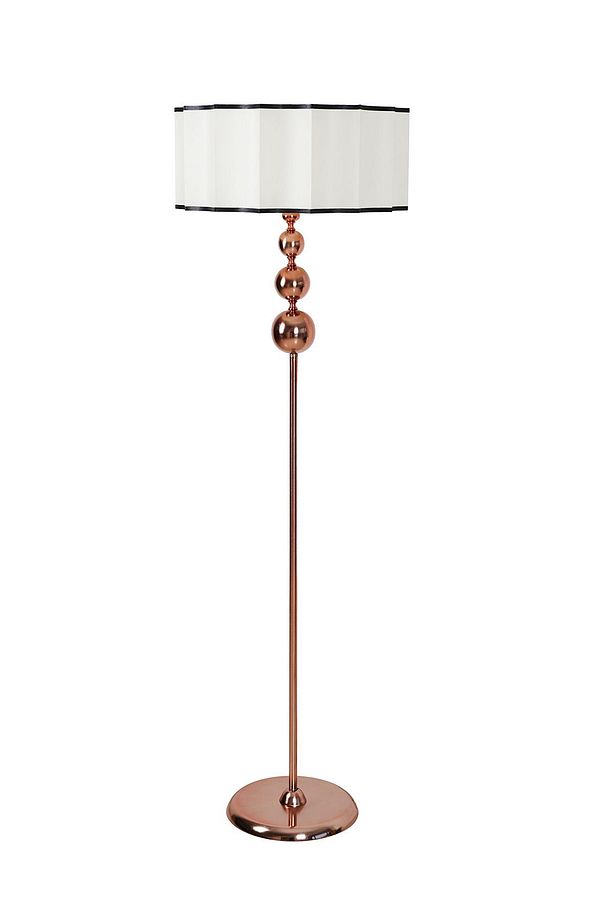 Noa Vega Bakır Rose Gold Kaplama Tek Ayaklı Metal Lambader -  Krem - 3