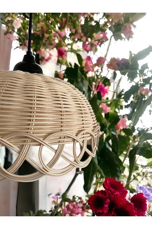 Lampega Rattan Bambu Hasır Avize El Yapımı 30cm - 4