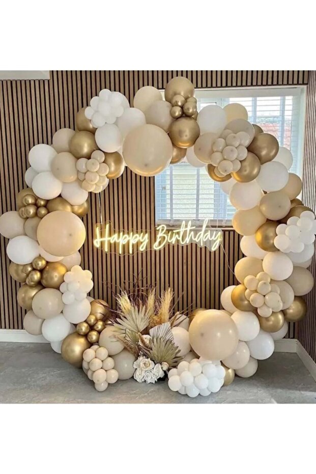 Chain Balloon Set Chrome Gold-Sea Sand-White 3 Colors 100 pcs Balloon Chain Set