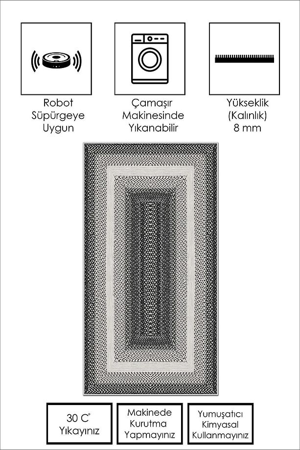 Makinede Yıkanabilir Kaymaz Taban Leke Tutmaz Modern Mutfak Halısı Salon Halısı Ve Yolluk - 2