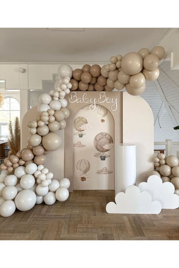 Beige Desert sand sea sand retro soft balloon chain set 100 pcs