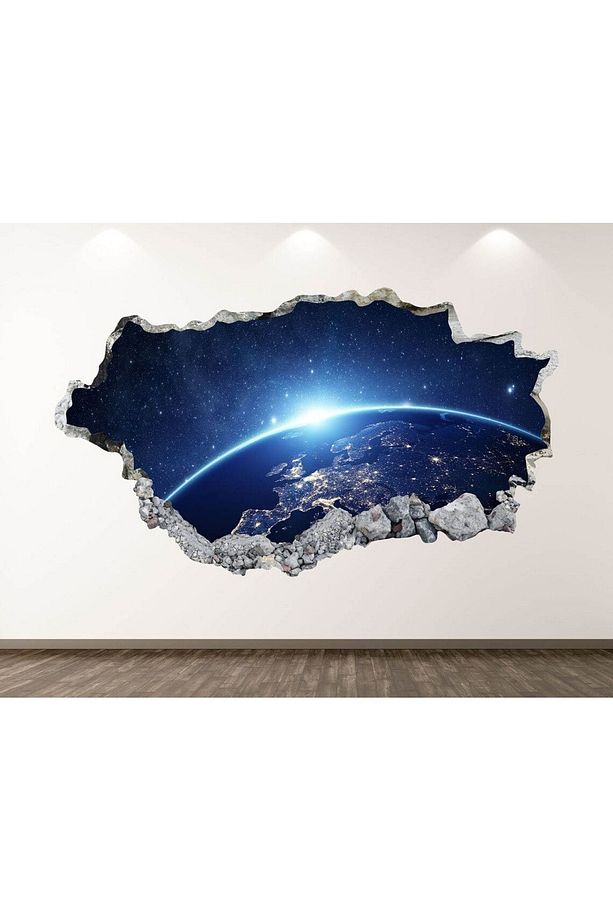 Güneş Sistemi ve Gezegenler Full Hd Baskı 3d Modern Duvar Sticker - 1