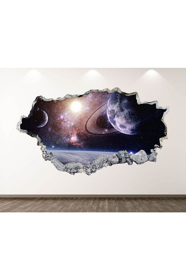 Güneş Sistemi ve Gezegenler Full Hd Baskı 3d Modern Duvar Sticker - 1
