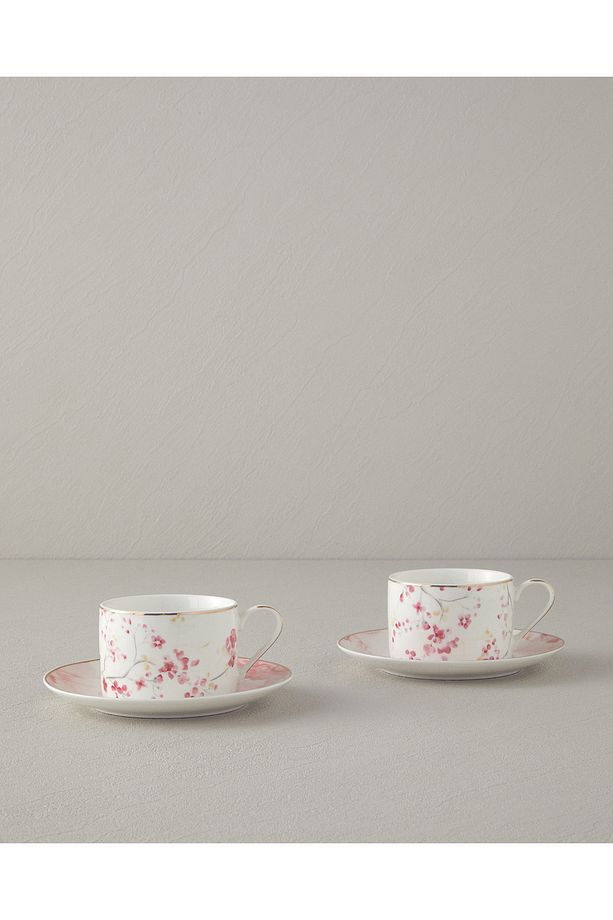 Sakura Style New Bone China 4 Parça 2 Kişilik Çay Fincanı Takımı Açık Pembe - 1