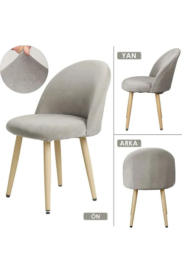 Yıkanabilir Streç Lastikli Likralı Oval Sandalye Kılıfı - Yuvarlak Sandalye Örtüsü - 5
