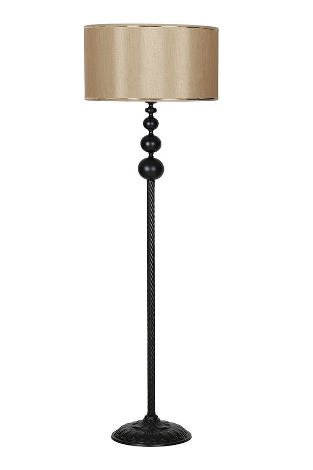 Grasse Black Üçlü Küre Metal Lambader - Gold Şeritli Mataro Vizon - 1