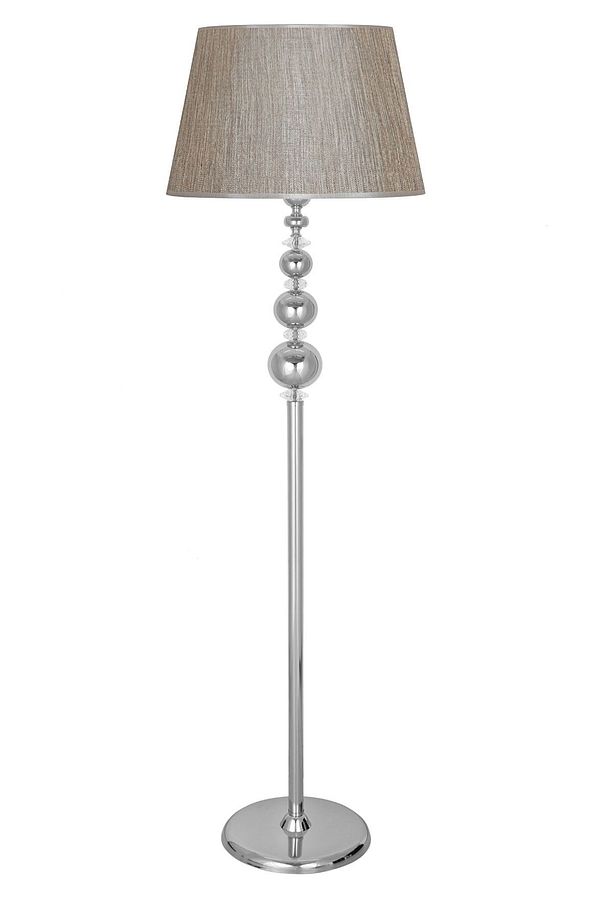 Kristal Taşlı Üçlü Küre Krom Kaplama Metal Lambader - Gri Yaldızlı - 1