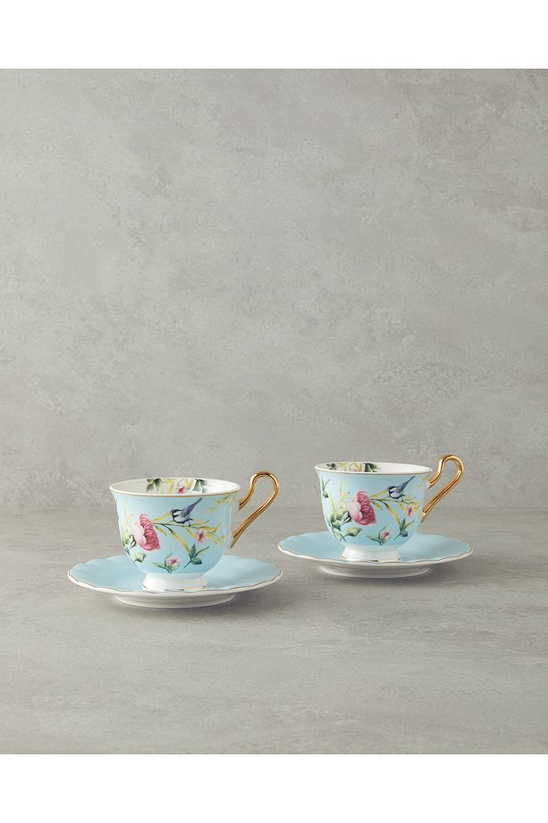 Vanilla New Bone China 4 Parça 2 Kişilik Fincan Takımı Açık Mavi - 1