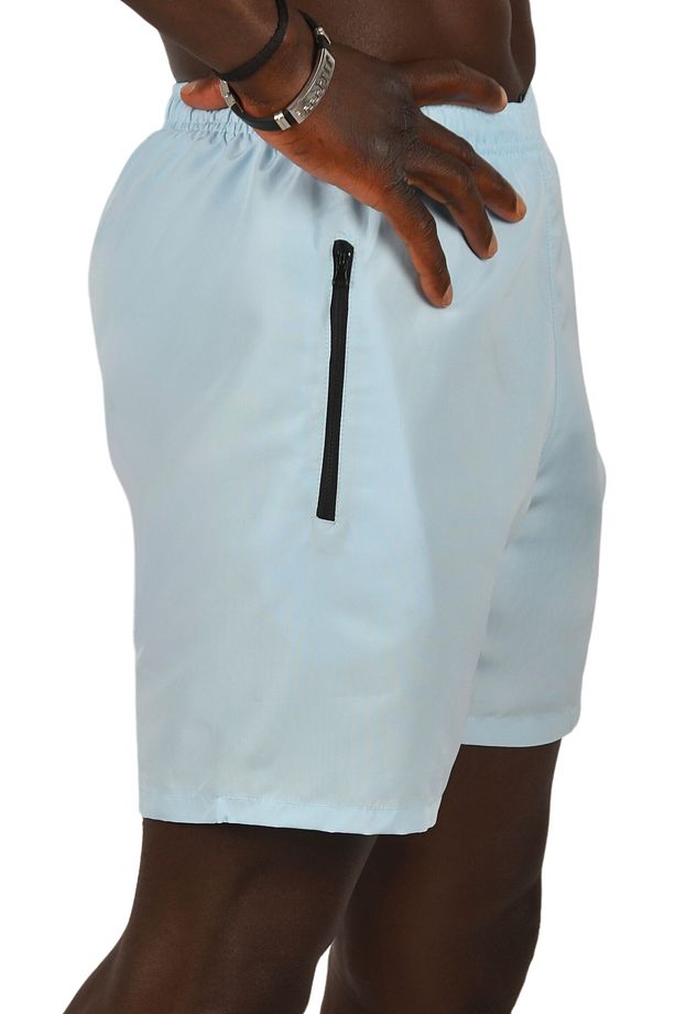 Erkek Buz Mavisi Hızlı Kuruyan Micro Polyester File Astarlı Cep Fermuarlı Kısa Deniz Şortu 2 - 2