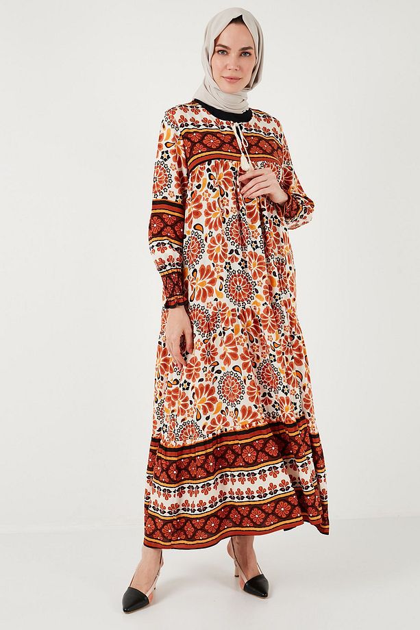 Modest Desenli Relaxed Fit Uzun Elbise  ELBİSE 66921752S4 - 5