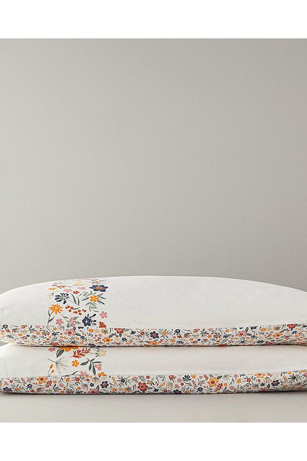 Bloomy Lines Pamuklu 2'li Yastık Kılıfı Sarı - 4
