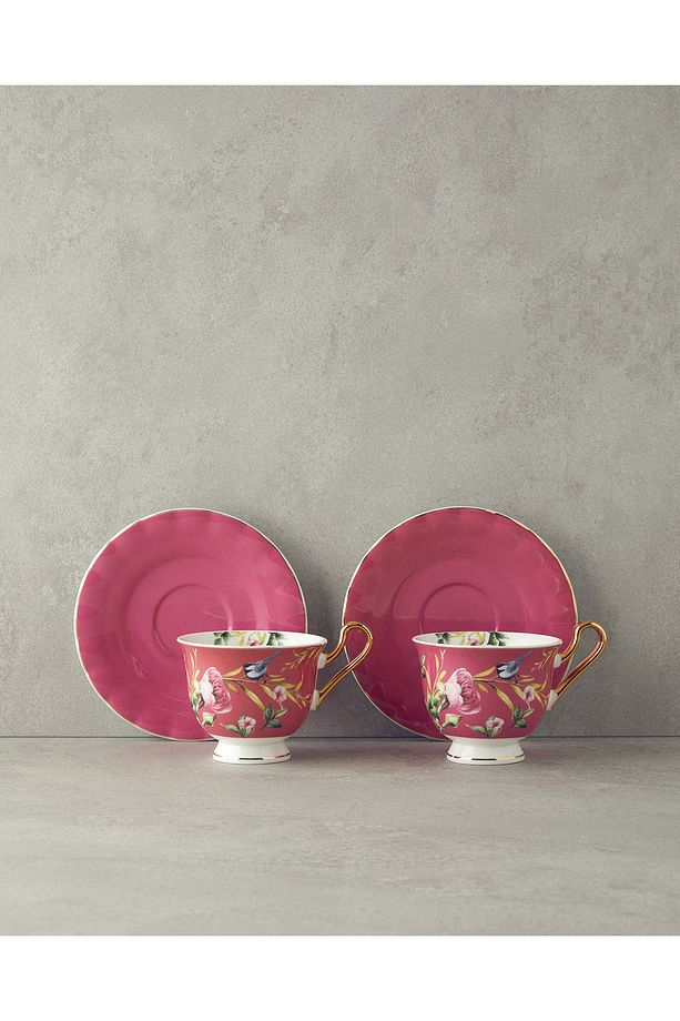 STD Vanilla New Bone China 4 Parça 2 Kişilik Fincan Takımı Mor Klasik - 3