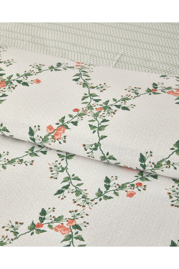 Floral Slice Tek Kişilik Pike Takımı Yeşil - 3