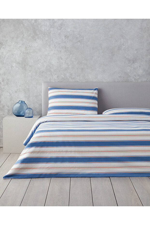 Natural Lines Double Duvet Cover Set Blue