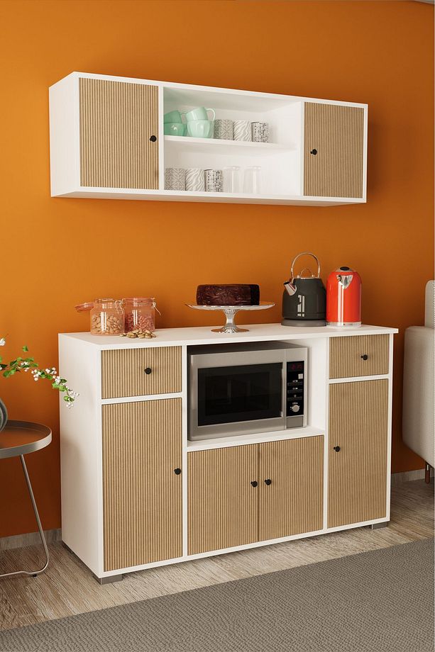 Kahve Köşesi Çok Amaçlı Dolap Mikrodalga Set Altı Mutfak Dolabı Arno - 3