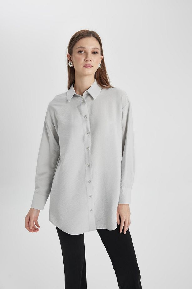 Relax Fit Basic Uzun Kollu Gömlek Tunik C0304ax24sp - 1