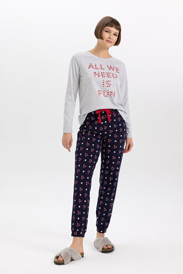 Fall In Love Yılbaşı Temalı Baskılı Uzun Kollu Pijama Takımı A9979ax23wn - 3