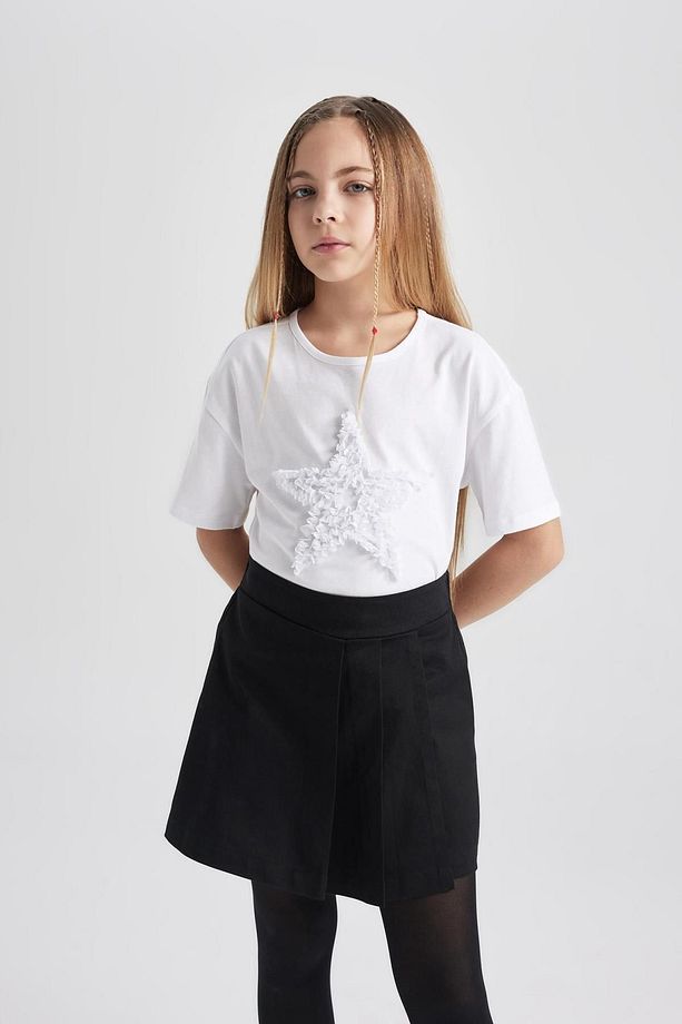 Kız Çocuk Siyah Gabardin Pileli Okul Şort Etek A1927a824sm - 4