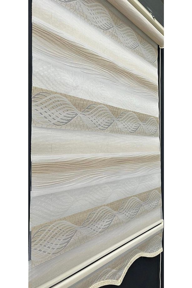 Sütlü Kahve Damask Desenli Zebra Stor Perde - 2
