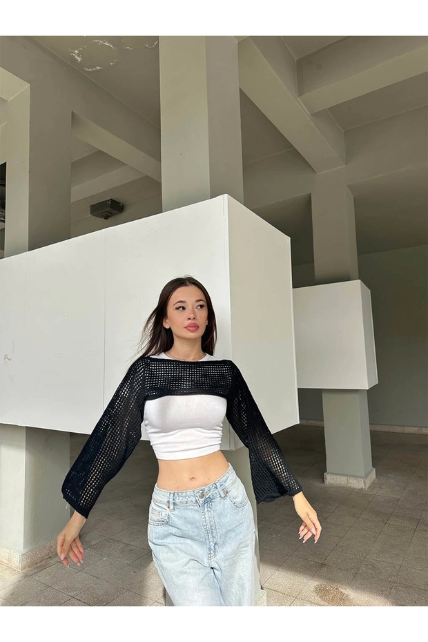 Ajurlu Triko Bolero - 1