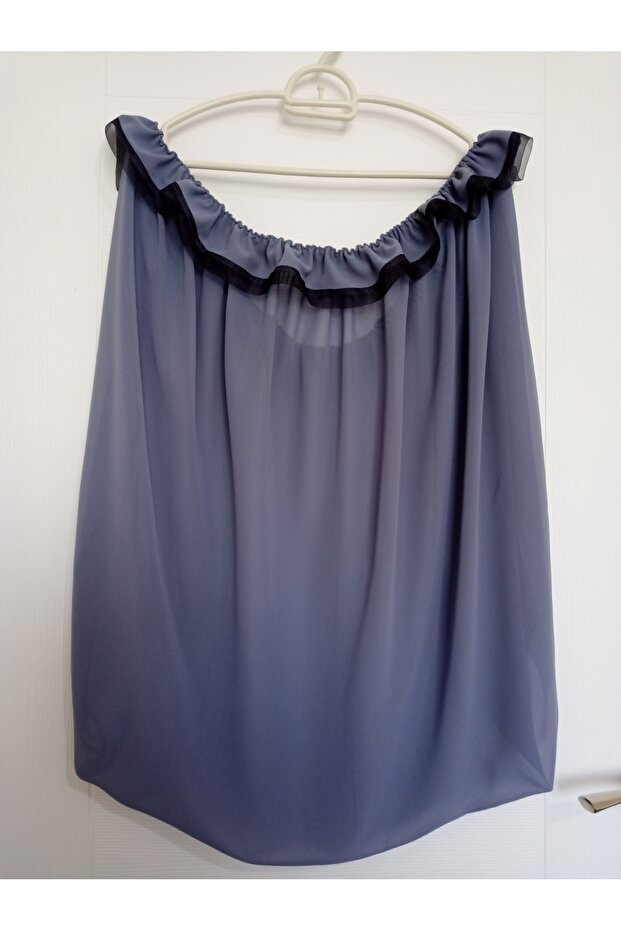 Lattice Tulle Blue-Gray Multi Chiffon Black Organza Ribbon 230 cm 55X55Cm Model with Dimensions.