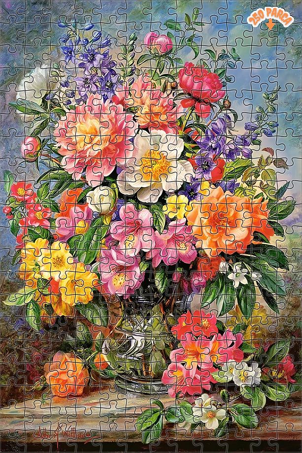 Haziran Çiçekleri Işıltılı Dekoratif Çift Katlı Çerçeveli Asılabilir Ahşap Puzzle 1000 PARÇA 50X70 - 6