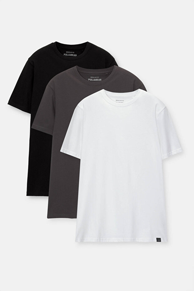 3’lü basic regular fit t-shirt paketi - 4
