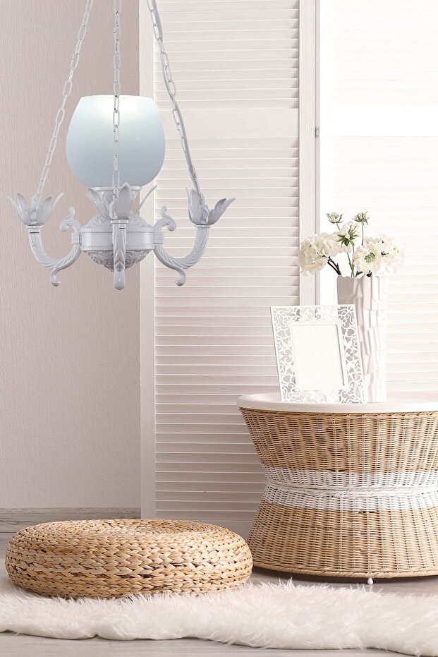 Buğlem Tekli Beyaz Camlı Avize - 1