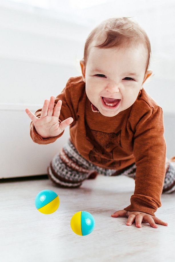 2 Adet 4 cm Şirin Çıngıraklı Bebek ve Kedi Oyun Topu Kolay Kavranan Çıngırak Topu Bpa İçermez Mavi S - 3