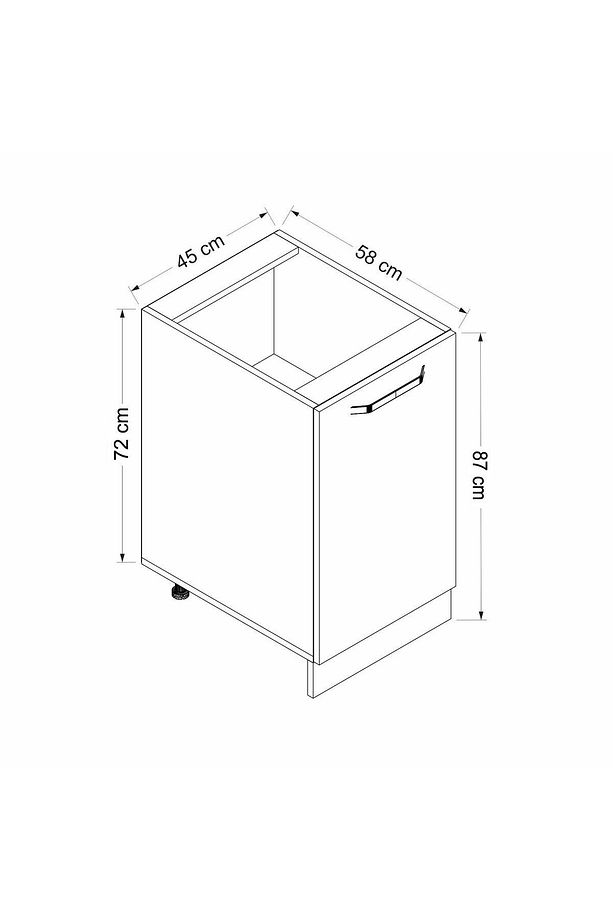Mutfak Modül Alt 1k1r 45cm Dolap Beyaz Mebran C Antrasit - 7