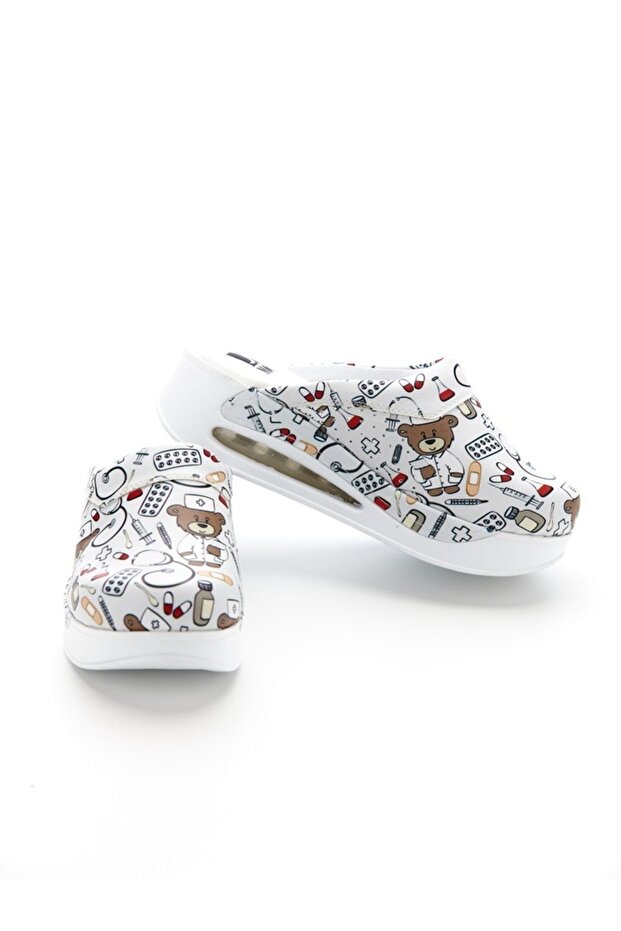 Patterned Air Sole Wedge Heel Orthopedic Hospital Nurse Women's Slippers