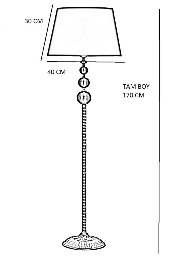 Vega Eskitme Üçlü Küre Tek Ayaklı Metal Lambader - Krem - 2