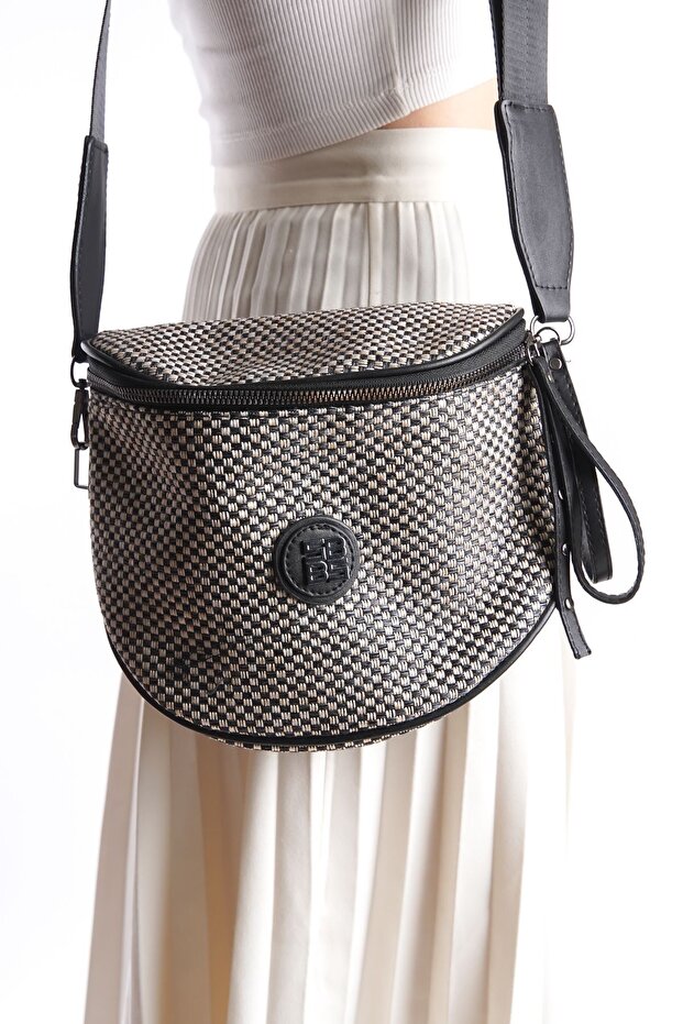 Women's Knitted Linen Fabric Waist and Shoulder Bag