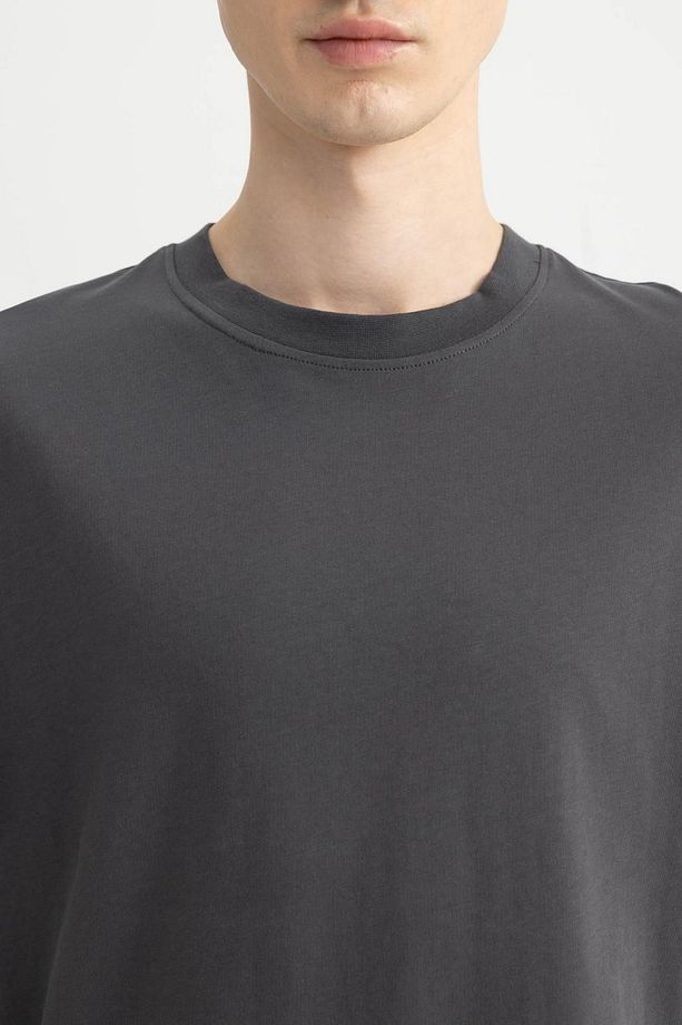 New Regular Fit Bisiklet Yaka Basic Düz %100 Pamuk Kısa Kollu Tişört V7699az24sp - 5