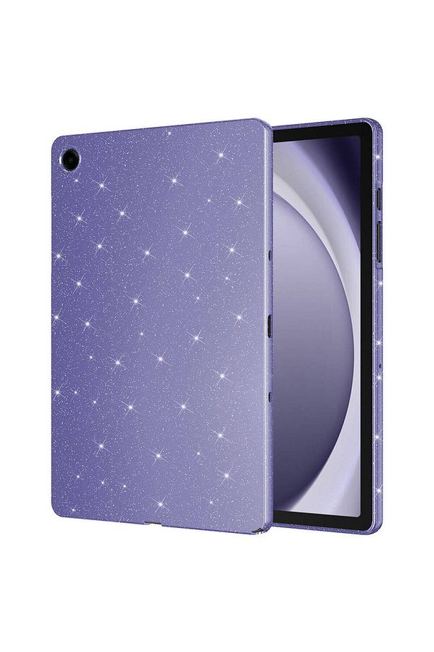 Samsung Galaxy Tab A9 Plus 11 inç Kılıf Simli Darbeye Dayanıklı Şeffaf Silikon Yaldızlı Parlak Taşlı - 1