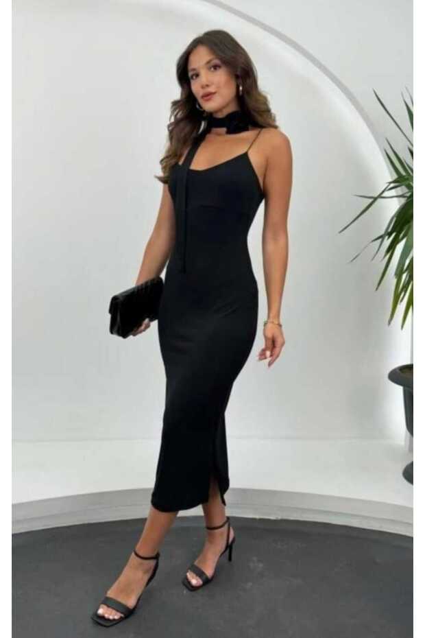 Women's Thin Strap Midi Dress with Accessories