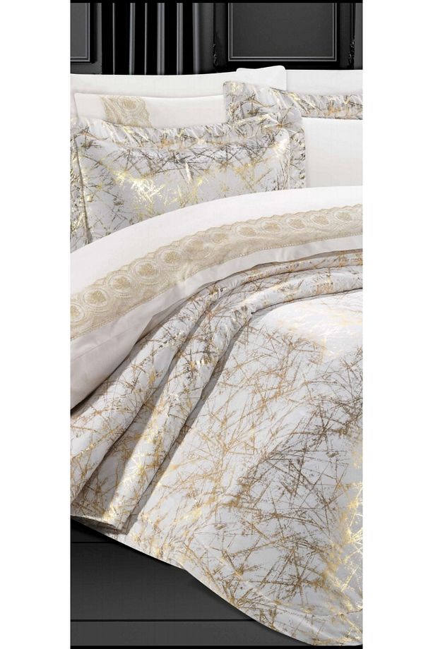 Çift Kişilik Yatak Örtüsü ( set 4 parça ) varaklı seten çeyizlik yatak örtüsü - 7