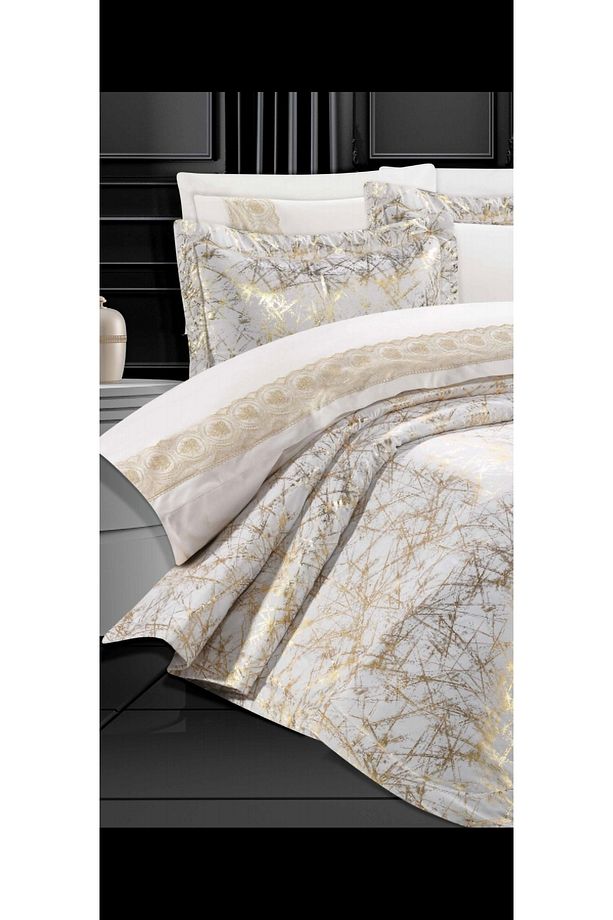 Çift Kişilik Yatak Örtüsü ( set 4 parça ) varaklı seten çeyizlik yatak örtüsü - 2