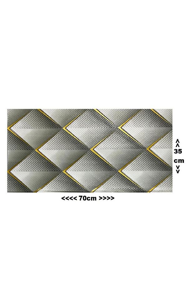 Kendinden Yapışkanlı Gri 3D Geometrik Desenli Salon Mutfak Duvar Kağıdı Paneli 70x35cm 1 Adet NW152 - 2