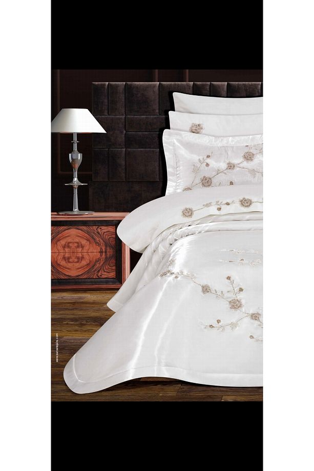Çift Kişilik Yatak Örtüsü ( set 4 parça ) varaklı seten çeyizlik yatak örtüsü - 2