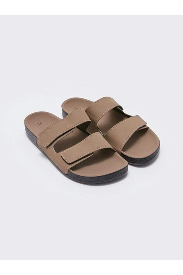 Leather Look Velcro Men's Slippers