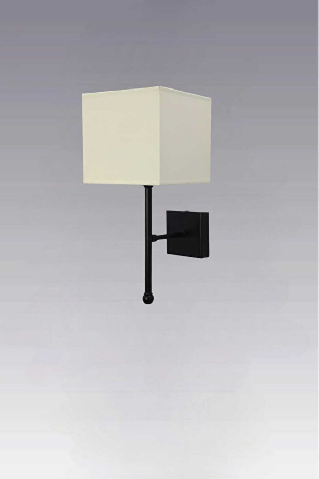 ESTE TEKLİ SİYAH MODERN APLİK (KREM KARE ABAJURLU) - 7