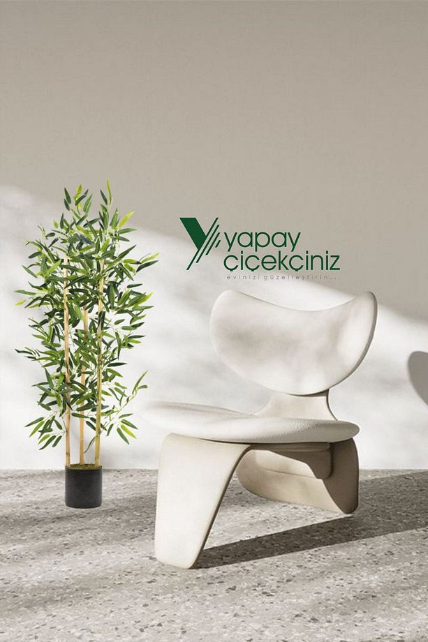 Yapay Yoğun Yapraklı Dekoratif Bambu Ağacı 3 Gövde 120cm - 4